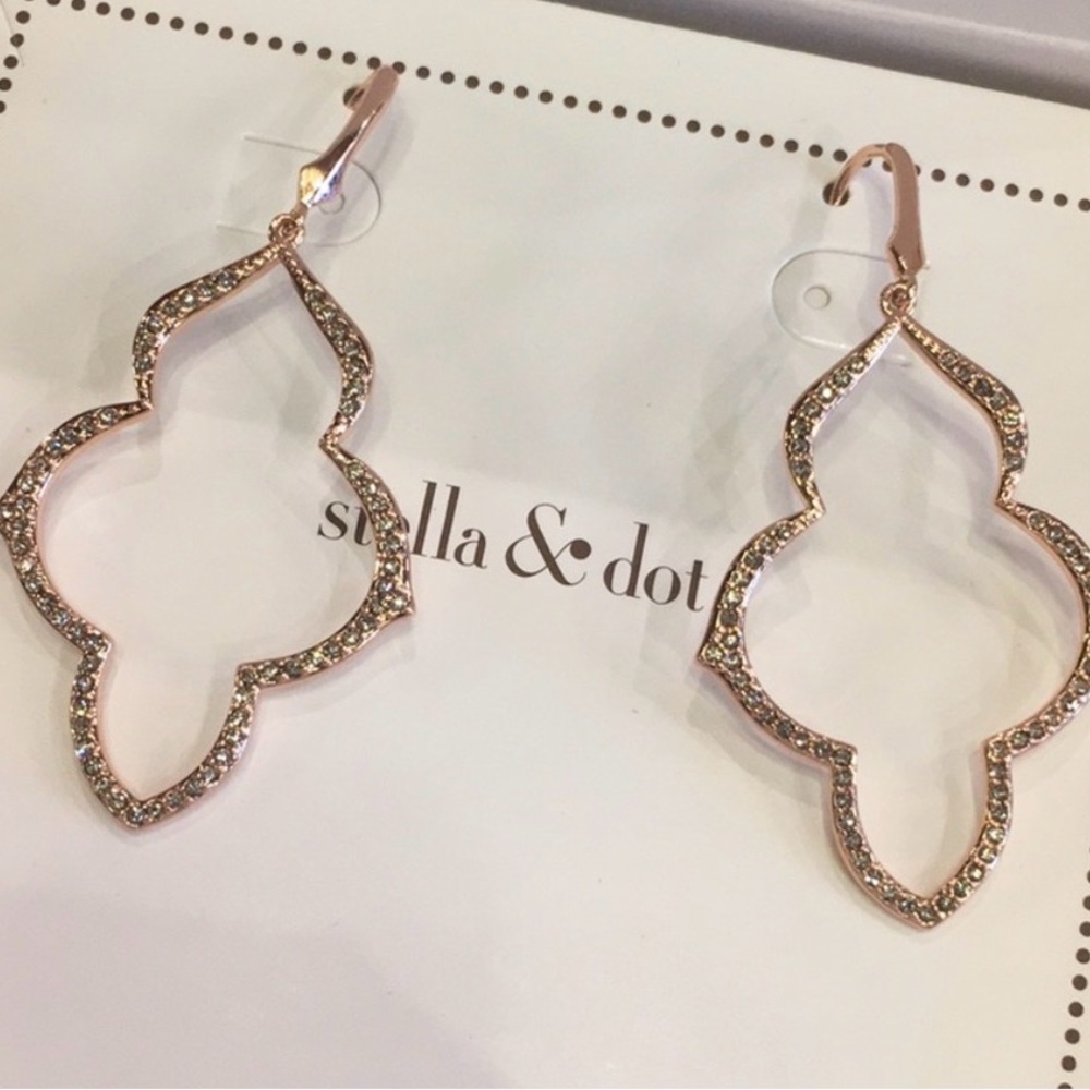 Stella & Dot - Crystal Drop Rose Gold Earrings